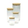 Set of 4 Glass Storage Boxes - FACKELMANN - Nature - Bamboo Lid