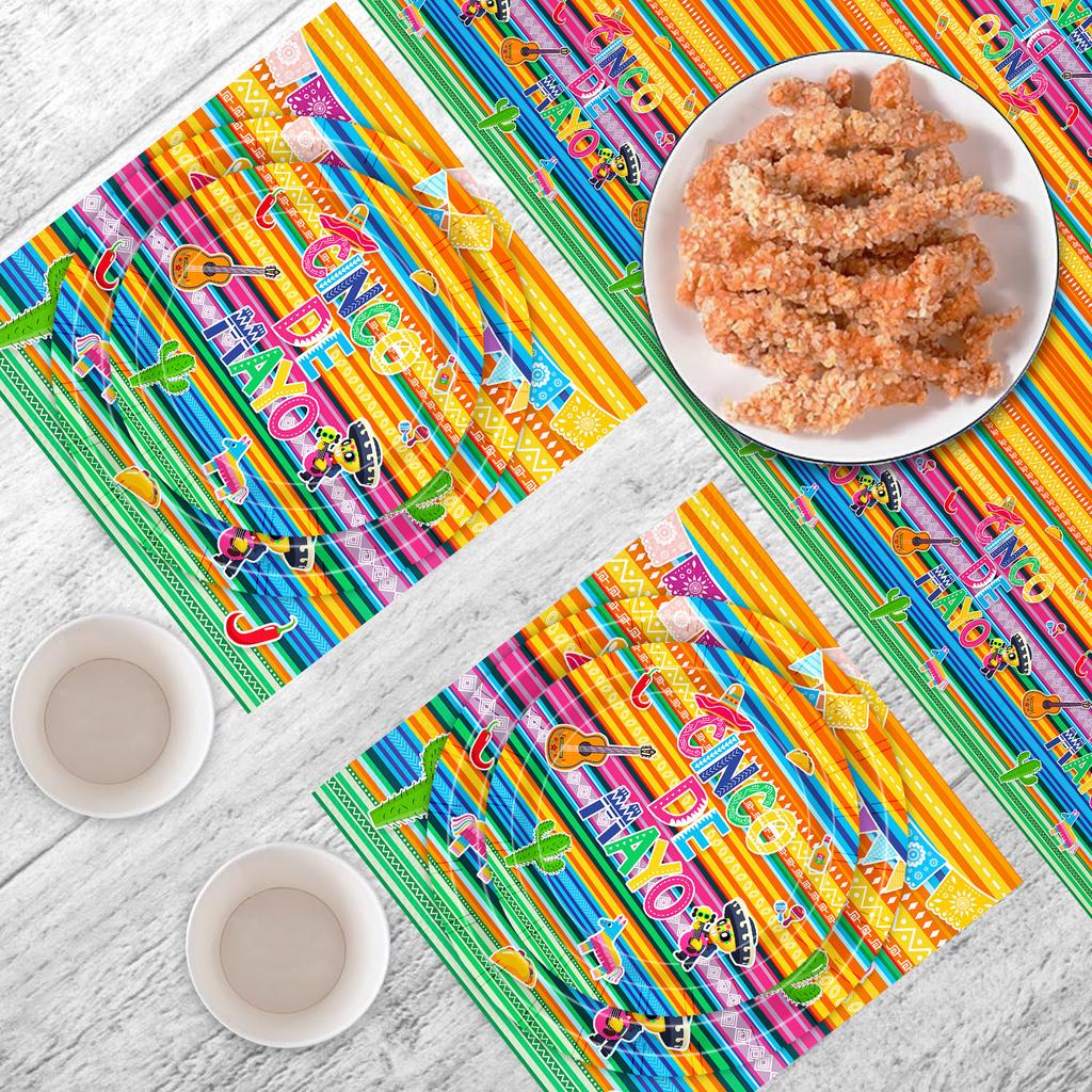 Mexican Carnival Fiesta Theme Disposable Paper Plate Set Paper Cup Paper Towel Party Decoration