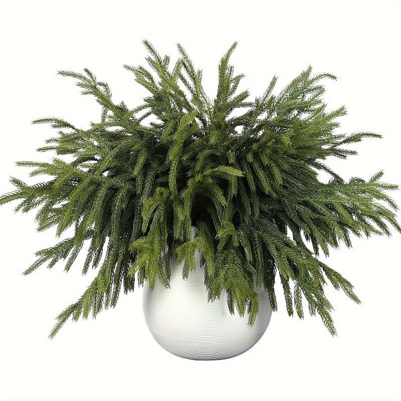 Real Touch Norfolk Pine Branch Artificial Christmas Green Plants Branches Faux Greenery Stem Fake Cedar Pine Picks for Vase
