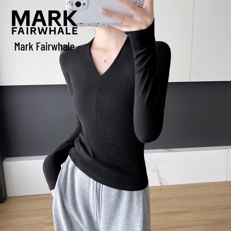 Mark Fairwhale Women's V-Neck Long Sleeve Slim Fit T-Shirt