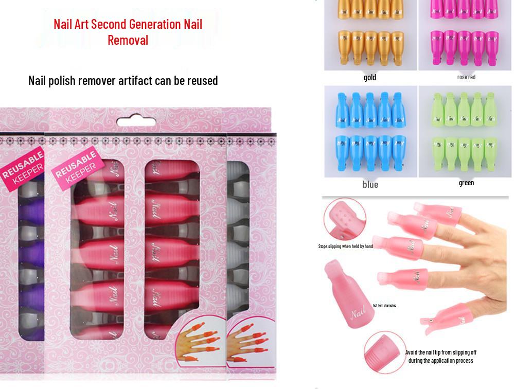 

Клипсы для снятия лака: Гелевые напальчники второго поколения - Инструменты для нейл-арта, набор из 10 штук Blue (10 pcs)