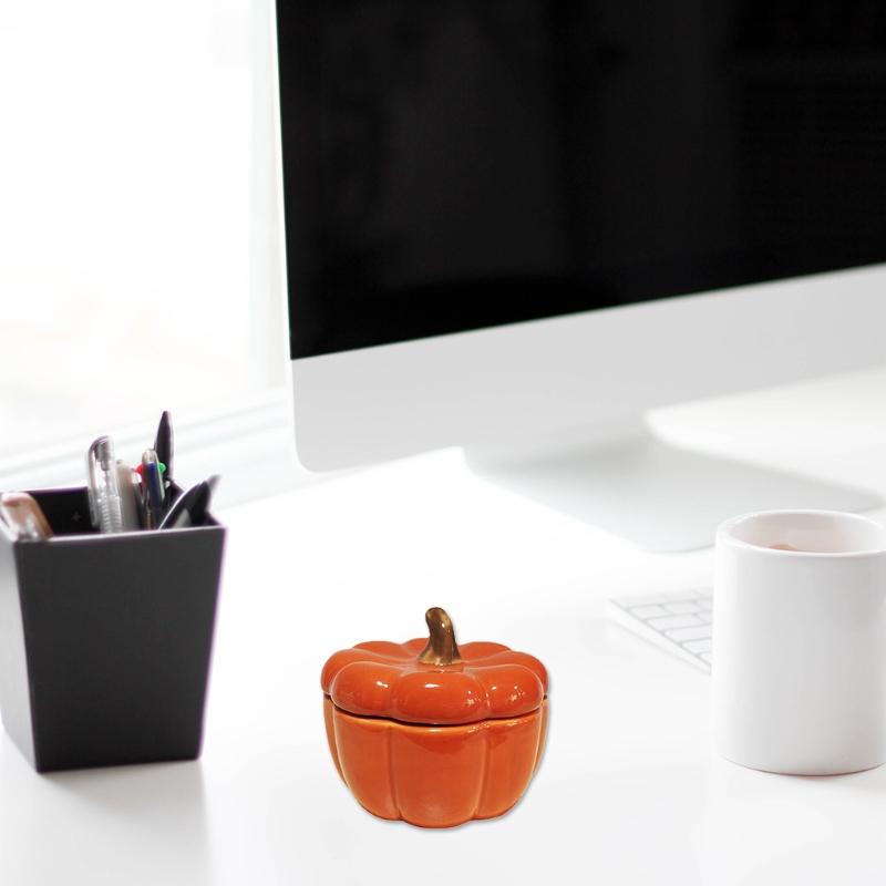 Pumpkin Candle Holder Cup with Lid for Home Bedroom Decoration Ceramics Cups