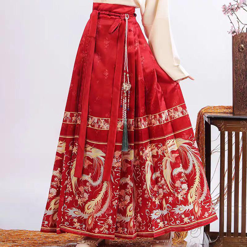 2024 Autumn Women's Phoenix Dance Print Hanfu Set - Ming Dynasty Inspired Chinese Daily Wear