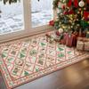Świąteczna Kreskówkowa Kraciasta Mata Pod Drzwi, Mata Festiwalowa, Do Przedpokoju i Łazienki, Antypoślizgowy, Trwały Dywan Dekoracyjny do Domu