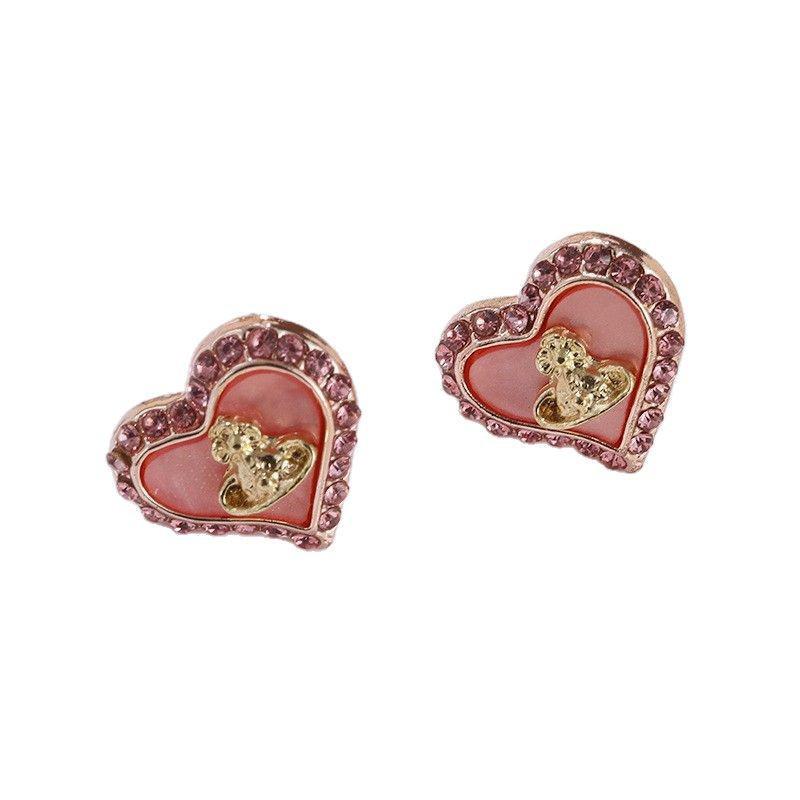 Empress Dowager NANA's Saturn Heart Mother-of-Pearl Necklace & Sweet Heart Stud Earrings Set