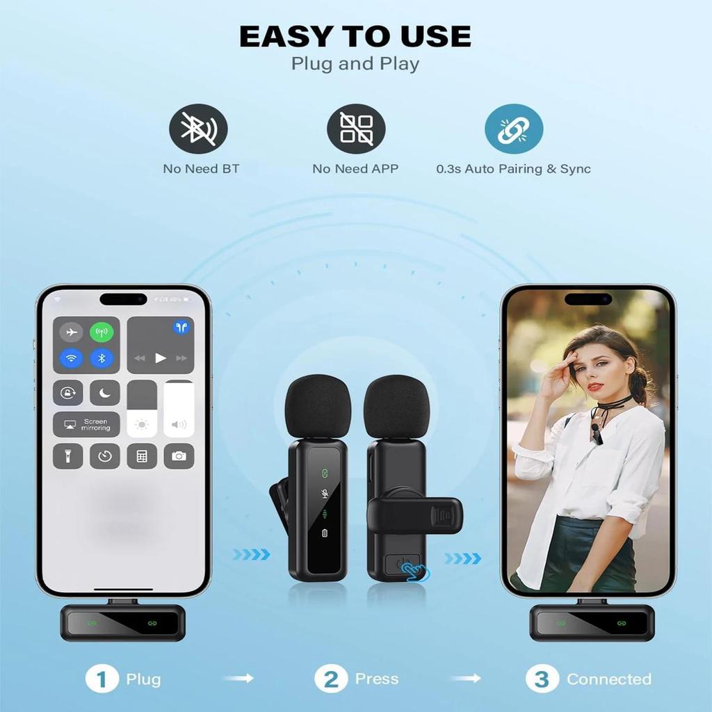 Micrófono Inalámbrico de Solapa para Teléfono Celular L6 Con Cubierta Antiviento Mini Micrófono para Grabación de Audio y Video para Teléfono Móvil iPhone Android Micrófono