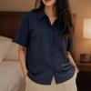Sommer Kurzarmhemd für Damen, Lockerer Japanischer Stil Vielseitig, Hängendes Professionelles Temperament Formelles Oberteil