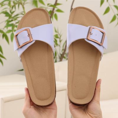 Fashion Crestar Women's Summer Cork Slippers 2025 New Outdoor Beach Flip Flops Fashion Leather Orthopedic Sandals With Adjustable Buckle