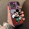 Trendy Mischievous Mickey Silver Electroplated Hard Shell Phone Case for iPhone 15 Pro Max & 14