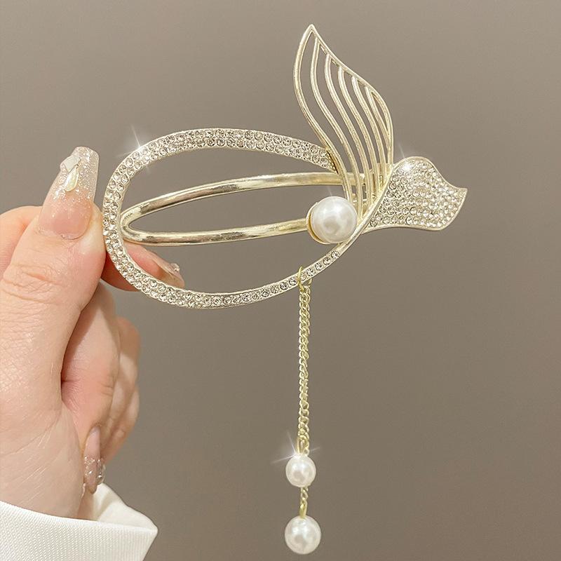 Large Fish Tail Tassel Twist Clip Horizontal Hairpin One-word Clip Fixer Back Of Head Hair Styling Tool