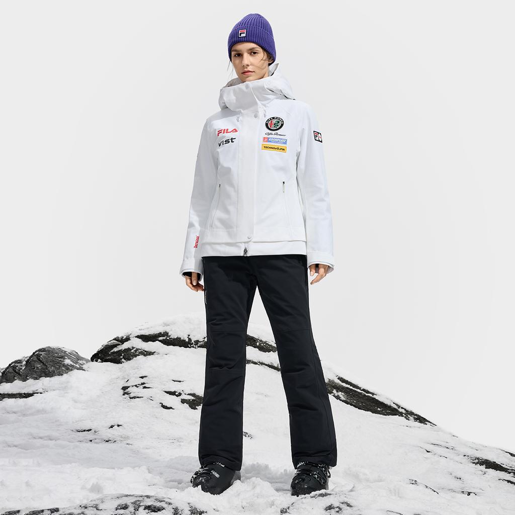 Fila Ski Series Fashionable Warm Waterproof Windproof Hooded Ski Jacket Women Jackets White A11W546916FWT