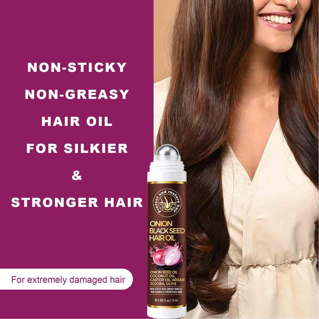 Onion Black Seed Hair Oil-Prevending Hair Breakage-Strength Hair-Essentail Oils Boosts Shine-Suitable For All Hair Types, 15ml