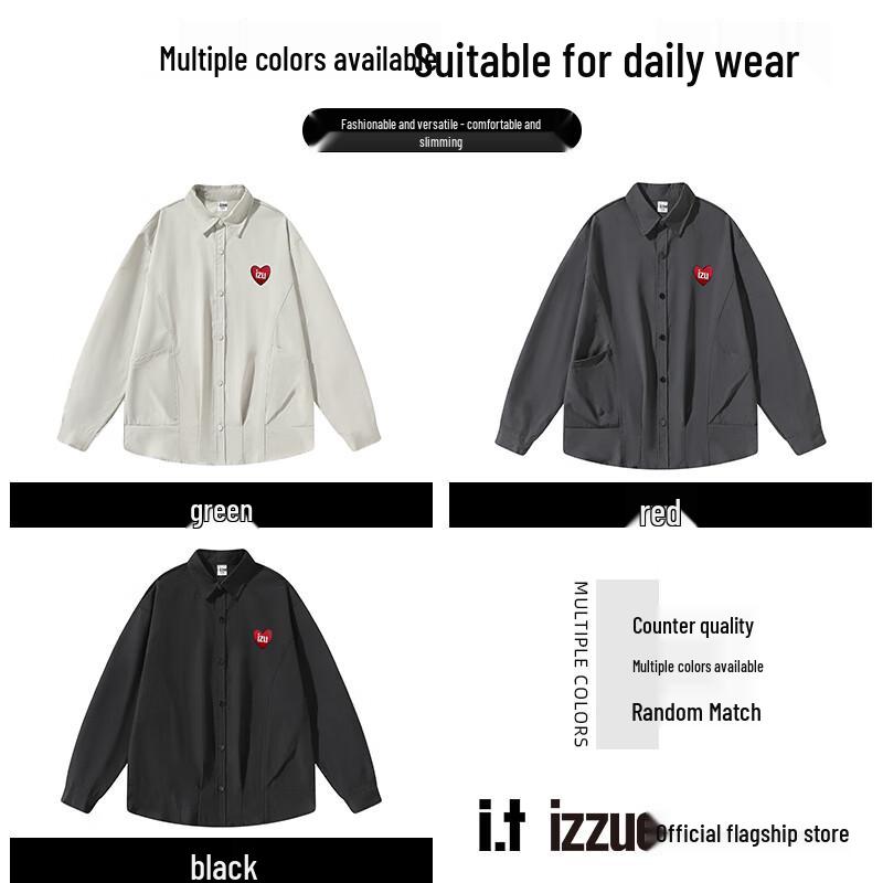 Izzue Unisex American Lapel Long Sleeve Shirt