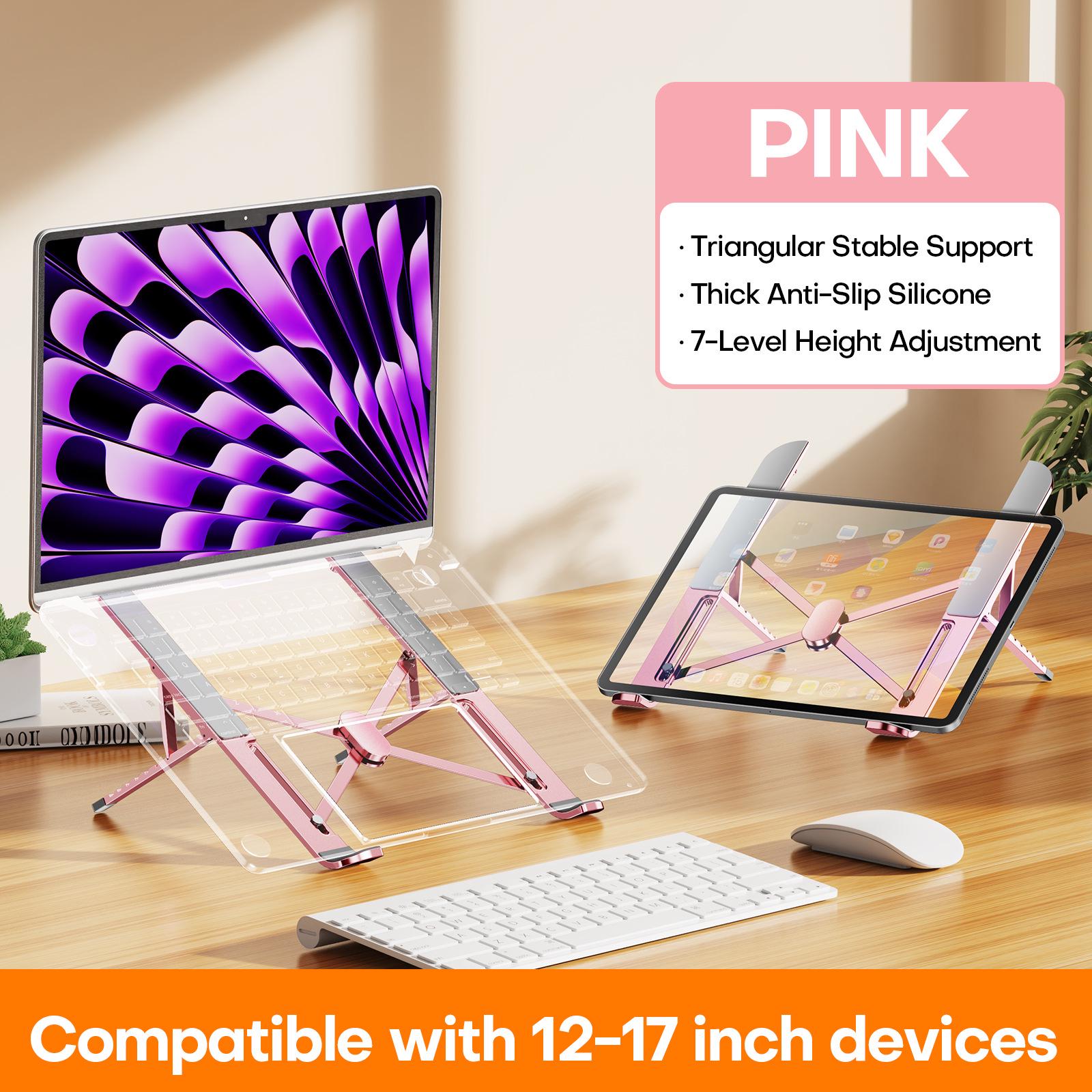 

Foldable Metal Laptop Stand: Height Adjustable, Portable, Cooling Design for Desktop and Gaming. роза розовый