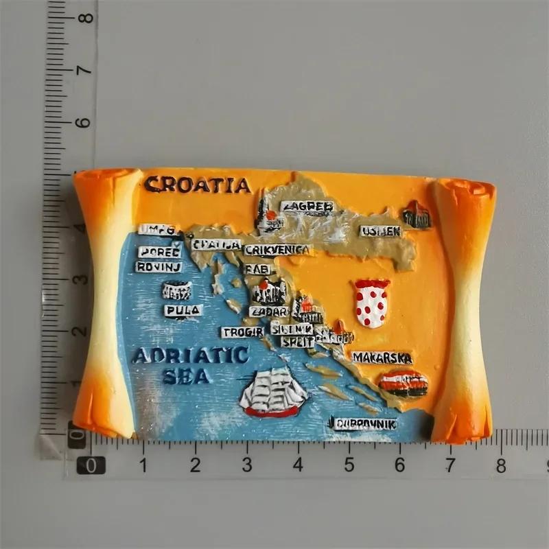 Μαγνήτης ψυγείου Croacia Τουριστικό σουβενίρ Kroatie Mediterranean Split Trogir Hvar Trogir Μαγνητικά αυτοκόλλητα ψυγείου Χάρτης της Κροατίας