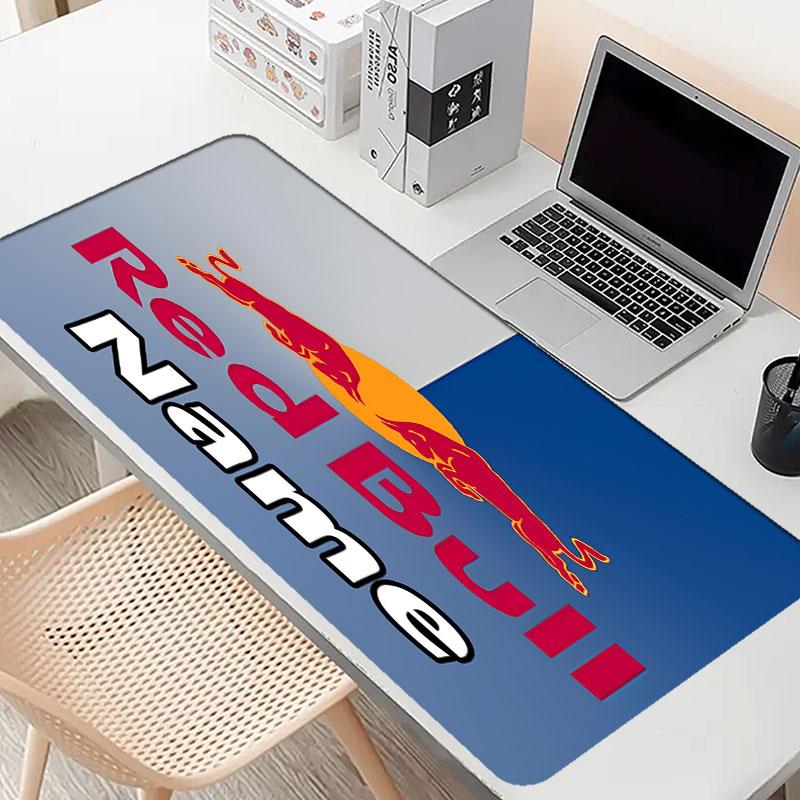 Custom Name Personalized Red Bull Racing Pattern Mousepad, Laptop PC Desk Mat, Decorative Desk Mat for Home Keyboard Pad Gift