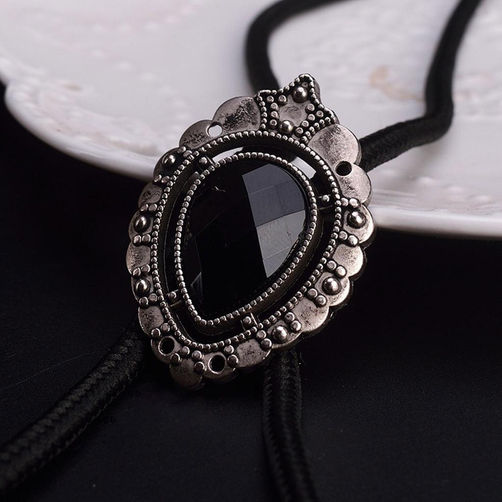 Black Rhinestone Buckle Bolo Tie for Men Women Bridegroom Wedding Necklace Western Cowboy Necktie Bolo Tie for Shirt