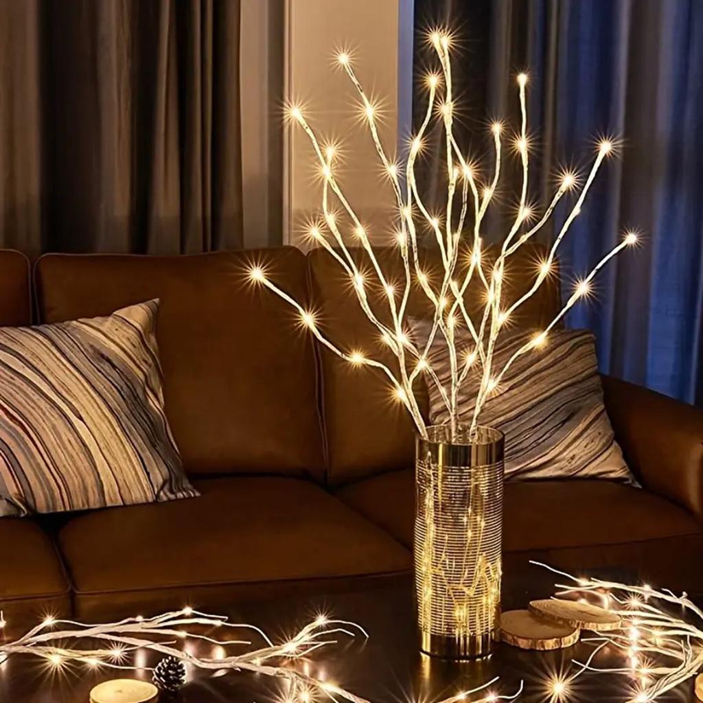 HOMZY 1 peça Luzes de Galho de Bétula Branca a Pilhas 20 LEDs Luzes de Fada Ramos de Salgueiro para Decoração Interna Externa de Casa Quarto