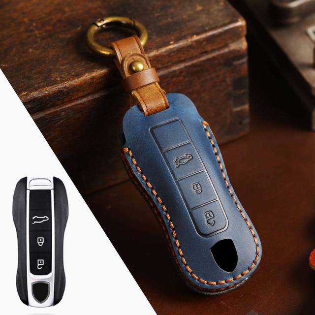 Fob Protector Car Key Case Cover Leather Keychain Holder Accessories for Porsche Cayenne 718 958 Panamera 911 Macan Keyring Bag