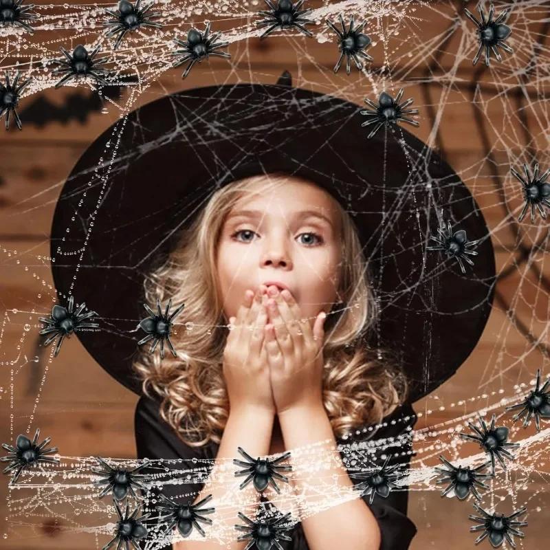500/50pcs Black Mini Spider Horror Black Spider Simulation Haunted House Spider Decoration Kids Toy Halloween Party Decoration