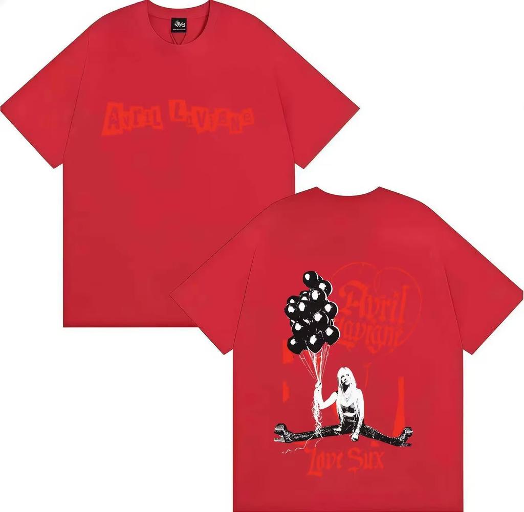 2026 Avril Lavigne A Trendy Rapper Is On A Doublesided Printed Cotton Tops Casual Loose Tshirt for Her Album Tour Unisex