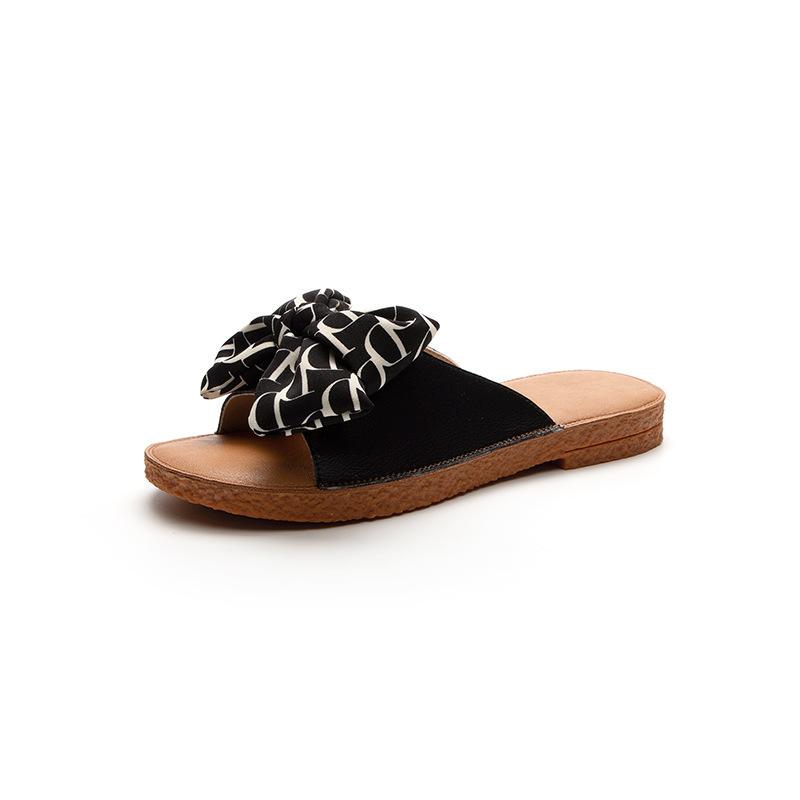 Cowhide 2025 New Summer Daily Leisure Height Increase One-character Bow Cover Foot Flat Heel Soft Sole Rubber Slippers Women