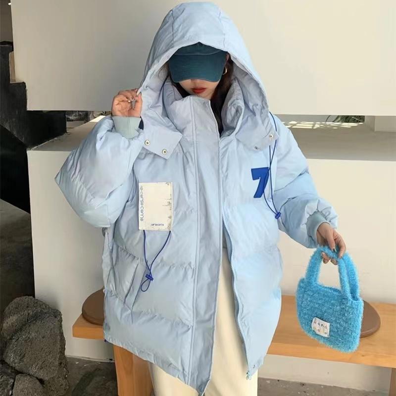 

Жіночий білий пуховик теплий чорний з капюшоном на блискавці зимовий корейська мода повсякденний вітрозахисний дутий стьобаний верхній одяг топи XXL синій