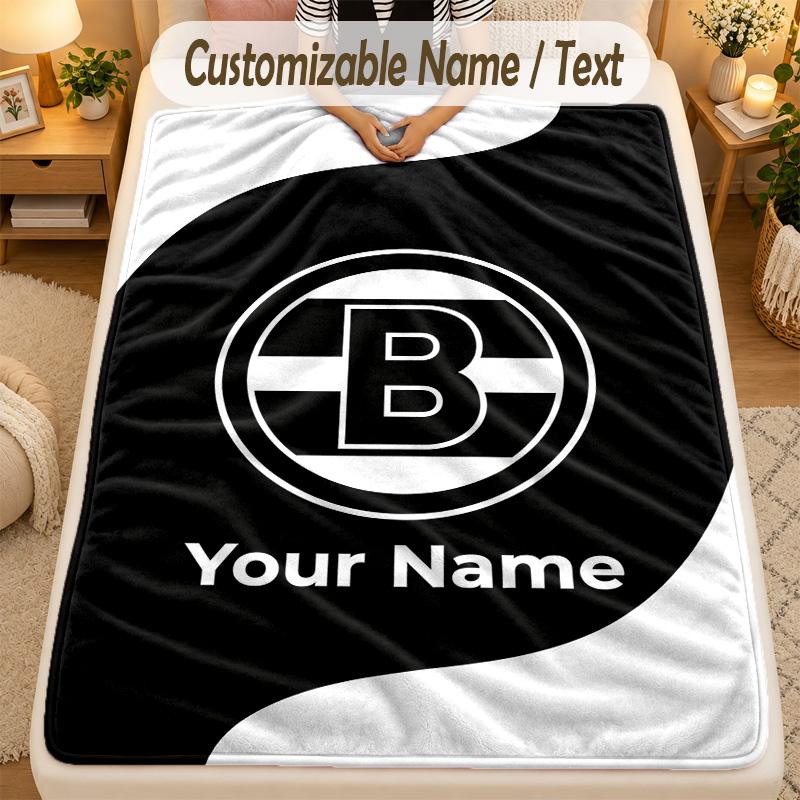 Flannel BlanketBorussia Mönchengladbach Custom Name Text Personalized Soft Warm Throw Blanket Home Decor Gift