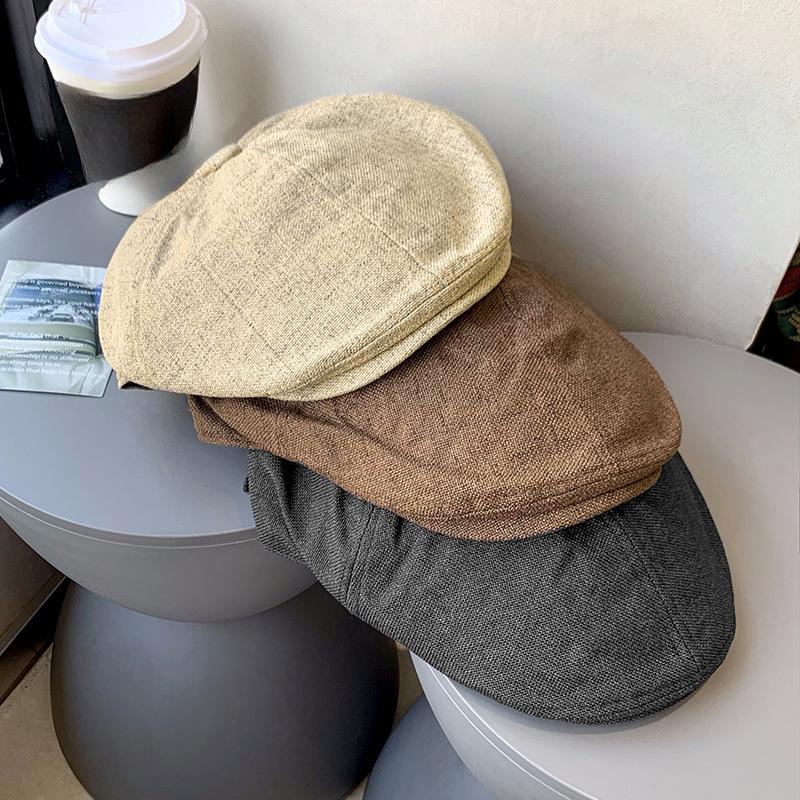 Street Retro Hot Girl Forward Hat Girl British Beret Cotton Linen Fashion Painter Newspaper Boy Baseball Cap