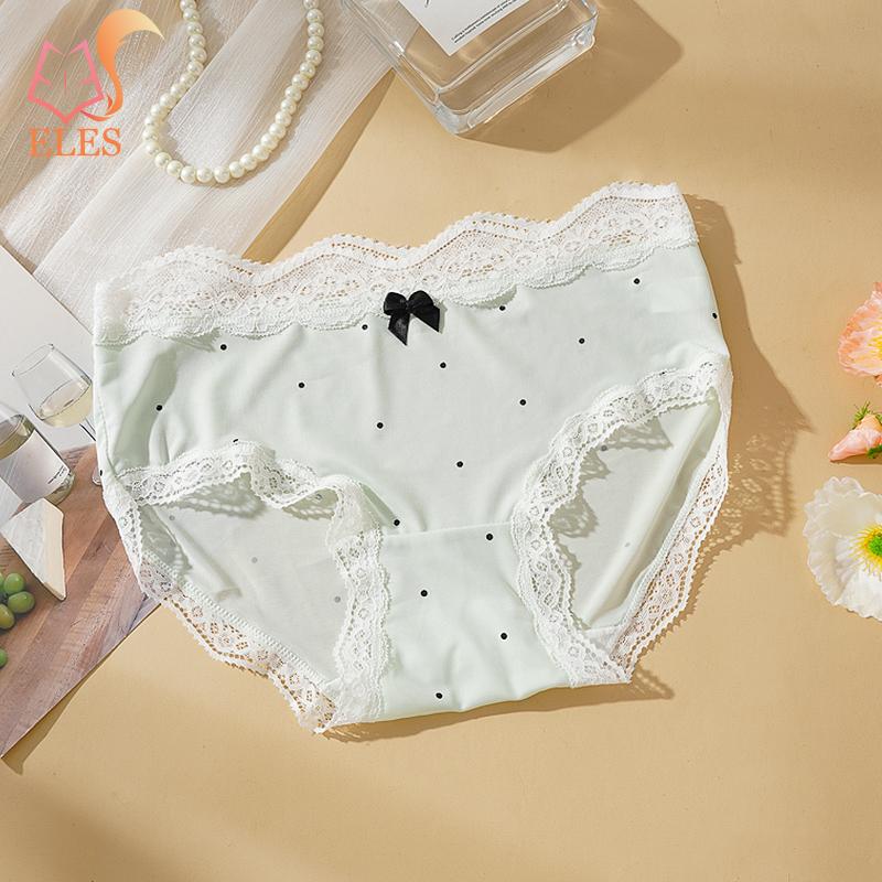 Polka Dot Pure Cotton Panties for Women Retro Cute Lace Trim Pure Cotton Crotchunderwear Soft and Breathable Underpants Hip-hugging Briefs for Women