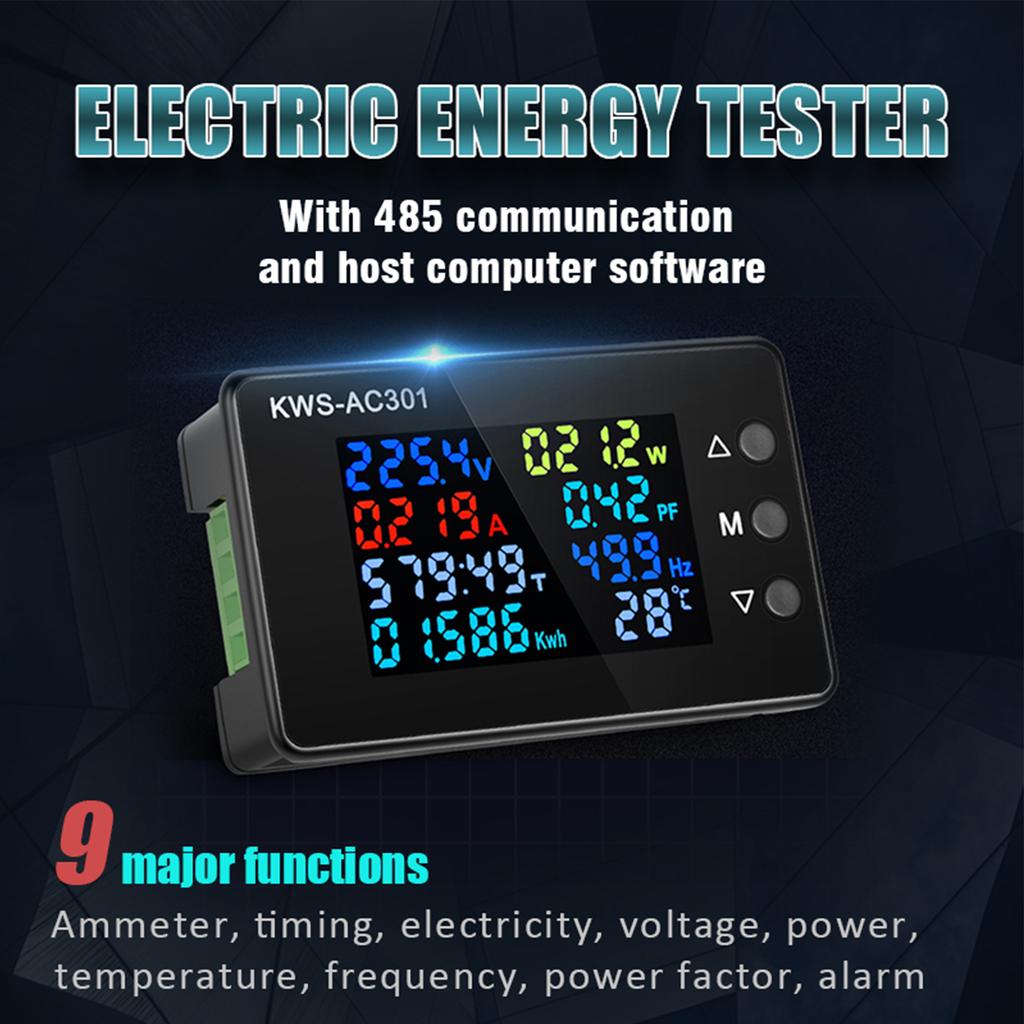 KWS-AC301 Wattmeter Strommessgerät Voltmeter Multimeter Tester Leistungsanalysator LED AC Stromzähler 0-20/100A Detektor