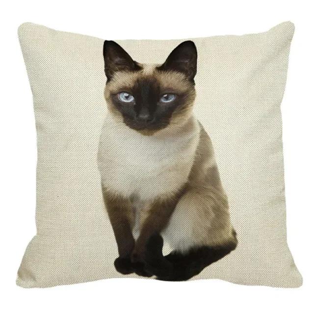 Thailand Cat Theme Pattern Double-Sided Printed Pillow Cover Short Plush Suitable Living Rooms Bedrooms Sofa Throw Cushion Cover