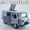 1:18 Russia UAZ Traveler Model Toy Cars Alloy Diecast Lada NIVA Off-road Vehicles Sound Light Doors Opened Pull Back Kids Gifts