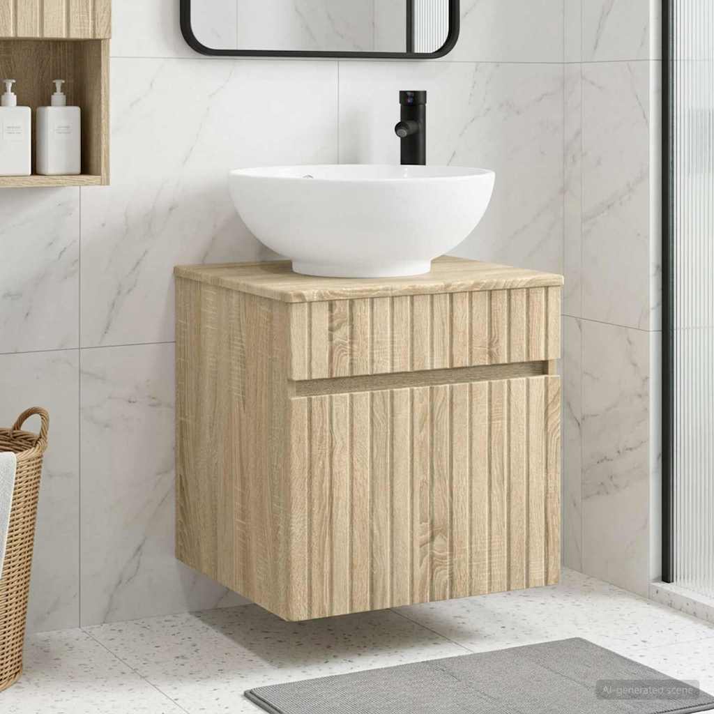 Wall Mounted Washbasin Vanity in Sonoma Oak