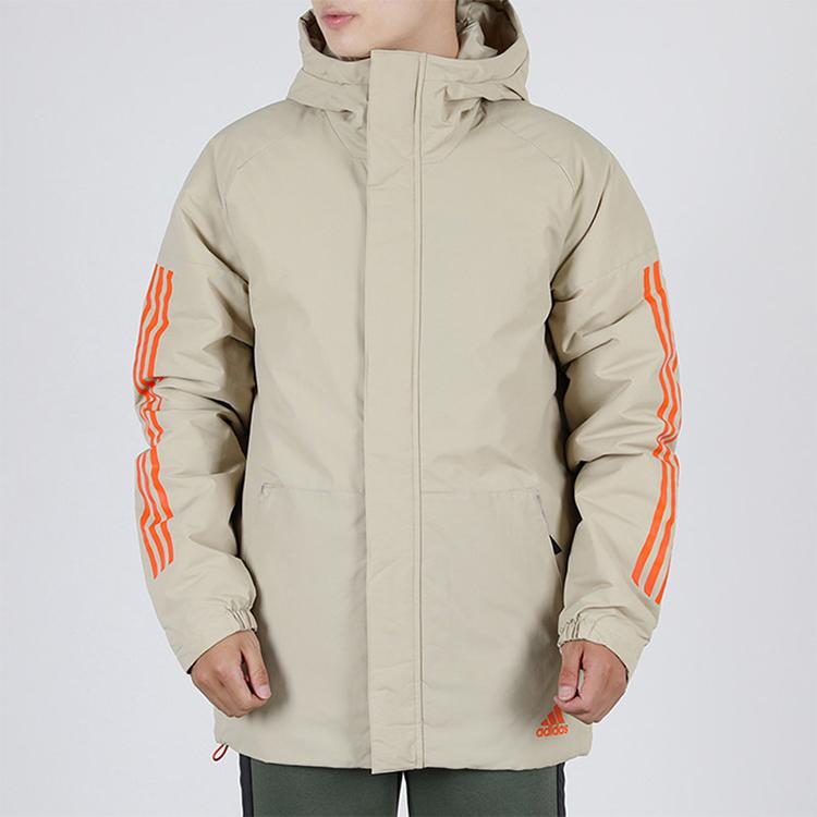 Adidas Windproof Warm Hooded Sports Cotton Jacket Winter Men Jacket Khaki GE5823