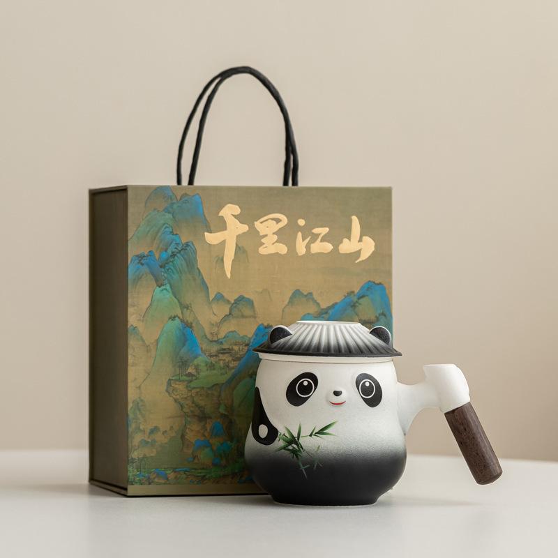 Guochao Merchandise Panda Cup Ceramic Cup Tea Coffee Cup Filter Cup Engraving Name Surname Cup