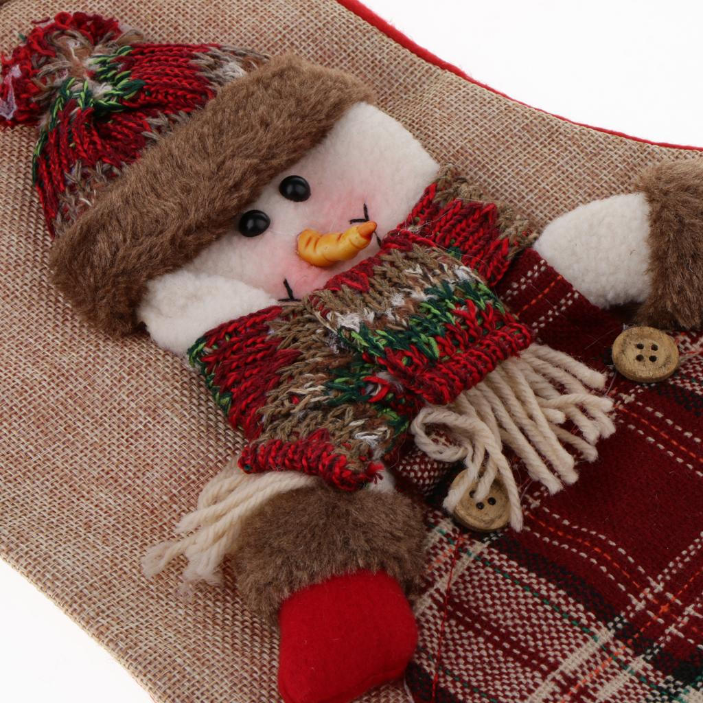 Santa Claus Snowman Elk Bottom Plaid Candy Bag Decoration