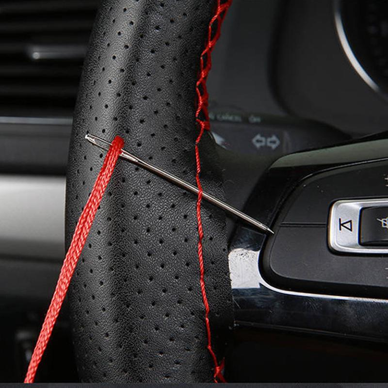 Braid On Steering Wheel Soft Auto Car Steering Wheel Cover With Needles And Thread Artificial Leather Car Styling Texture Covers