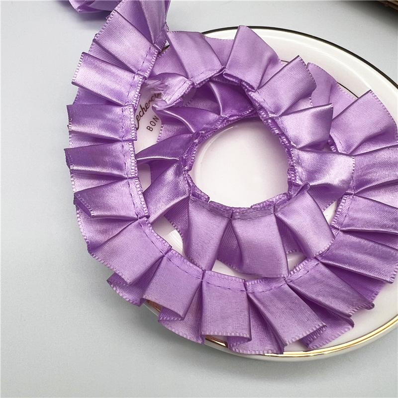 

Элегантный и изысканный 4 см двойной складки прозрачный шифон кружево одежда подол одежда DIY аксессуары многоцветный кружевной тесьма ремесла изготовление лент 2.5cm*10 Yards