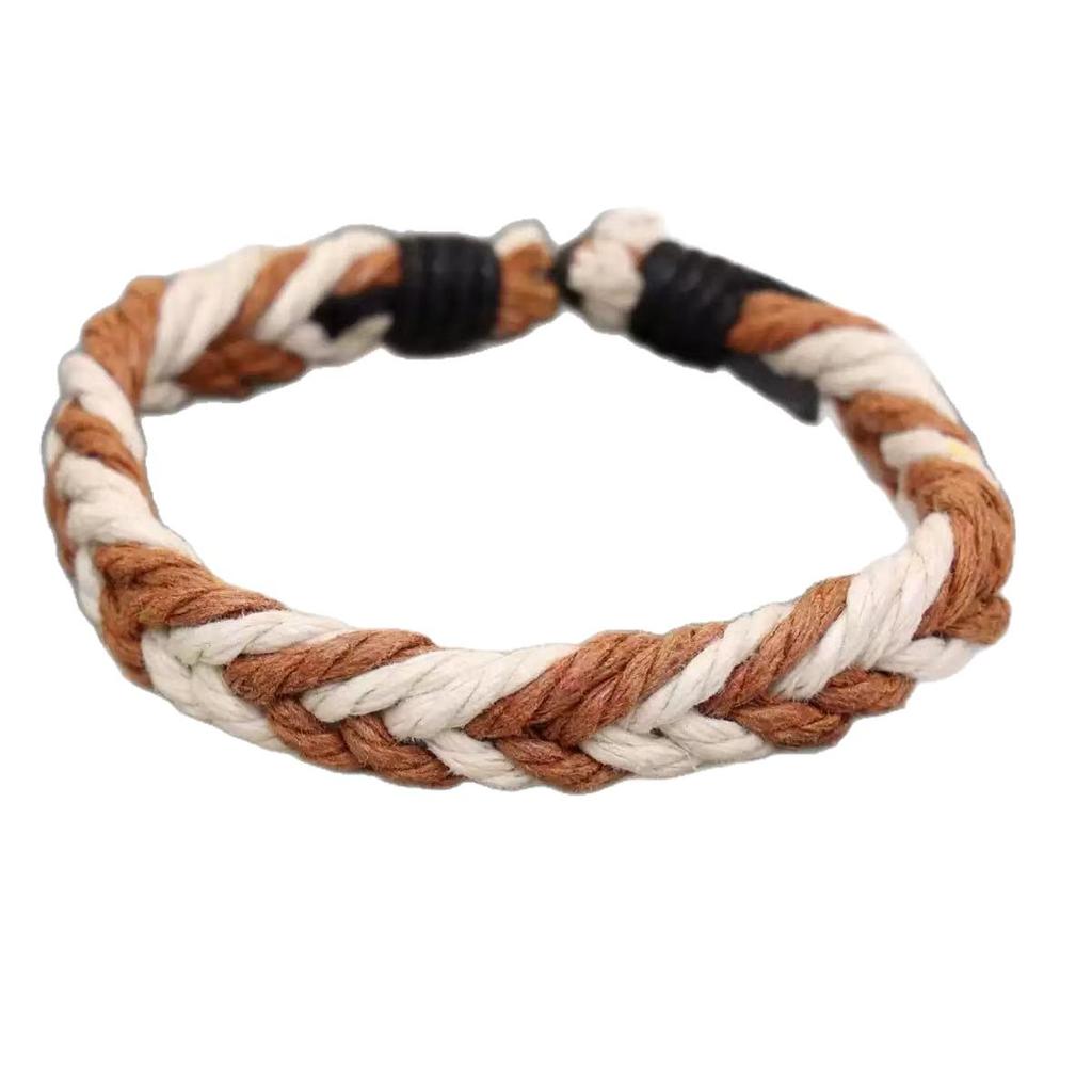 Ručně vyráběný evropský a americký barevný literární tkaný náramek - Retro bavlněný lněný etnický styl