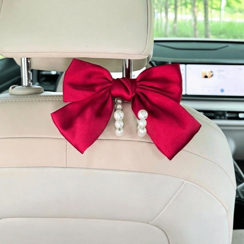 Clip On Seat Back Hanger Bowknot Design Car Organizer Vehicle Decor Backseat Hook Car Interior