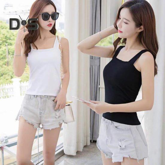 Women Tank Tops Suspender Style Square Collar Sleeveless Vest Solid Color Slim Fit Camisole Summer Bottoming Tops