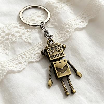 Keychain Pendant Retro Robot Design Movable Joint Swinging Limbs Decorative Key Ring Backpack Accessory