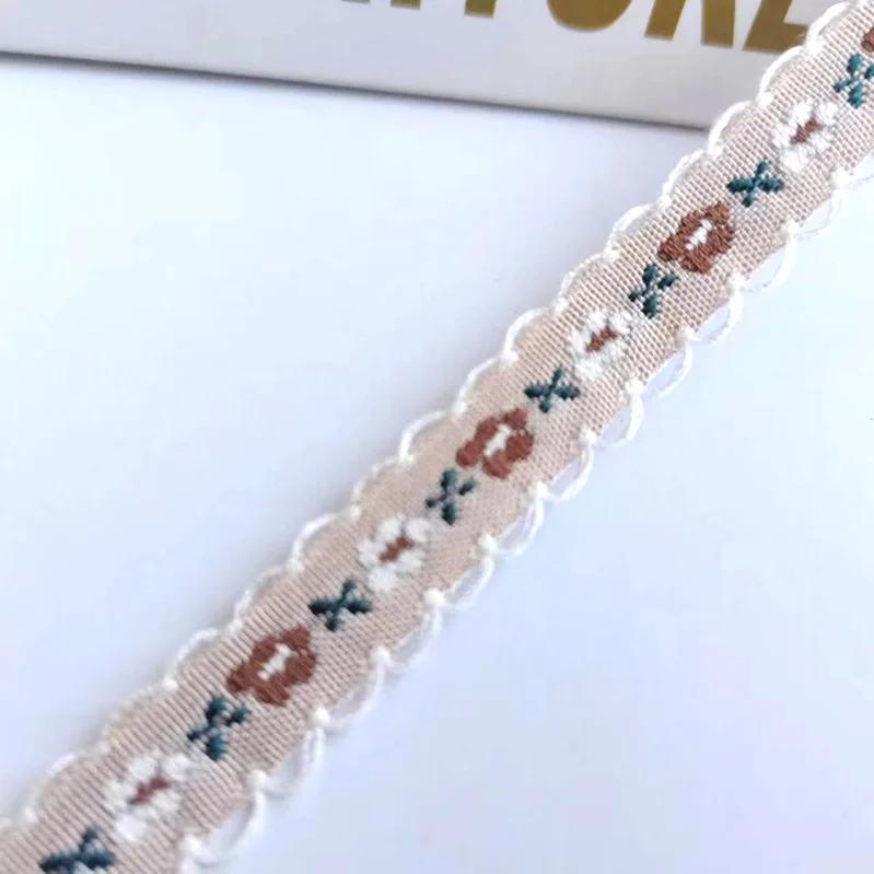 1cm Wide 22yard Ethnic Embroidery Lace Trim Countryside Style Ethnic Woven Ribbon Decoration Small Floral Clothing Accessory