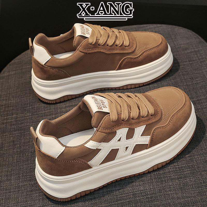 Leather thick baseplate shoes women's casual sports shoes autumn and winter new retro versatile little white shoes women's shoes