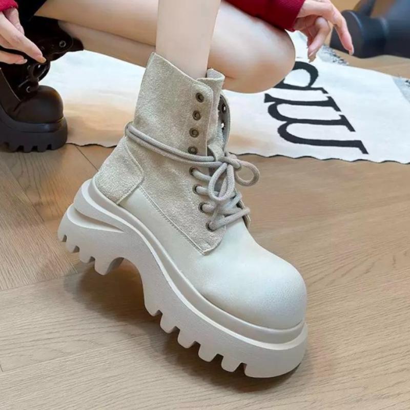 Platform Women's Ankle Boots Flats Designer Platform Shoes  Winter Chelsea Boots New Trend Goth Leather Walking Mujer Botas