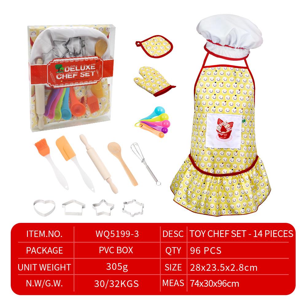 Kids' Pretend Play Kitchen Set: Cooking Utensils, Baking Tools, Apron & Chef Hat for Girls