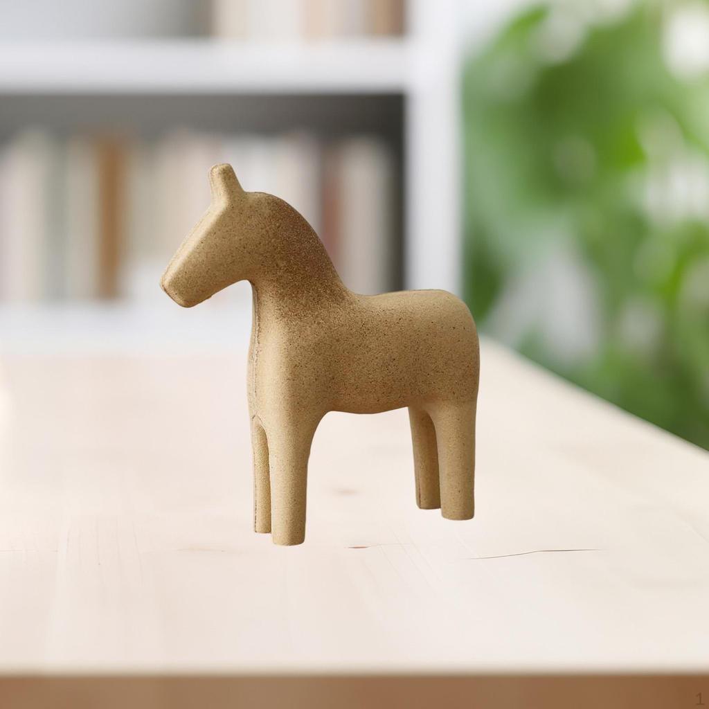 Unfinished Wooden Horse Blank Animal Ornament Desktop Paintable Sculpture for Housewarming Party