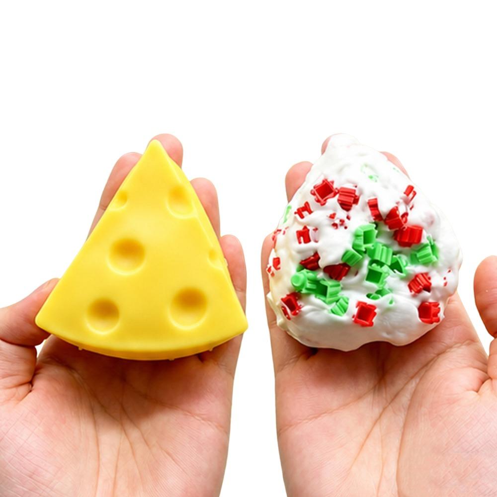 5/7cm Cheese Squeezed Cube Sound Effects TPR Fidget Toy Cheese Stress Ball  Children's Gifts