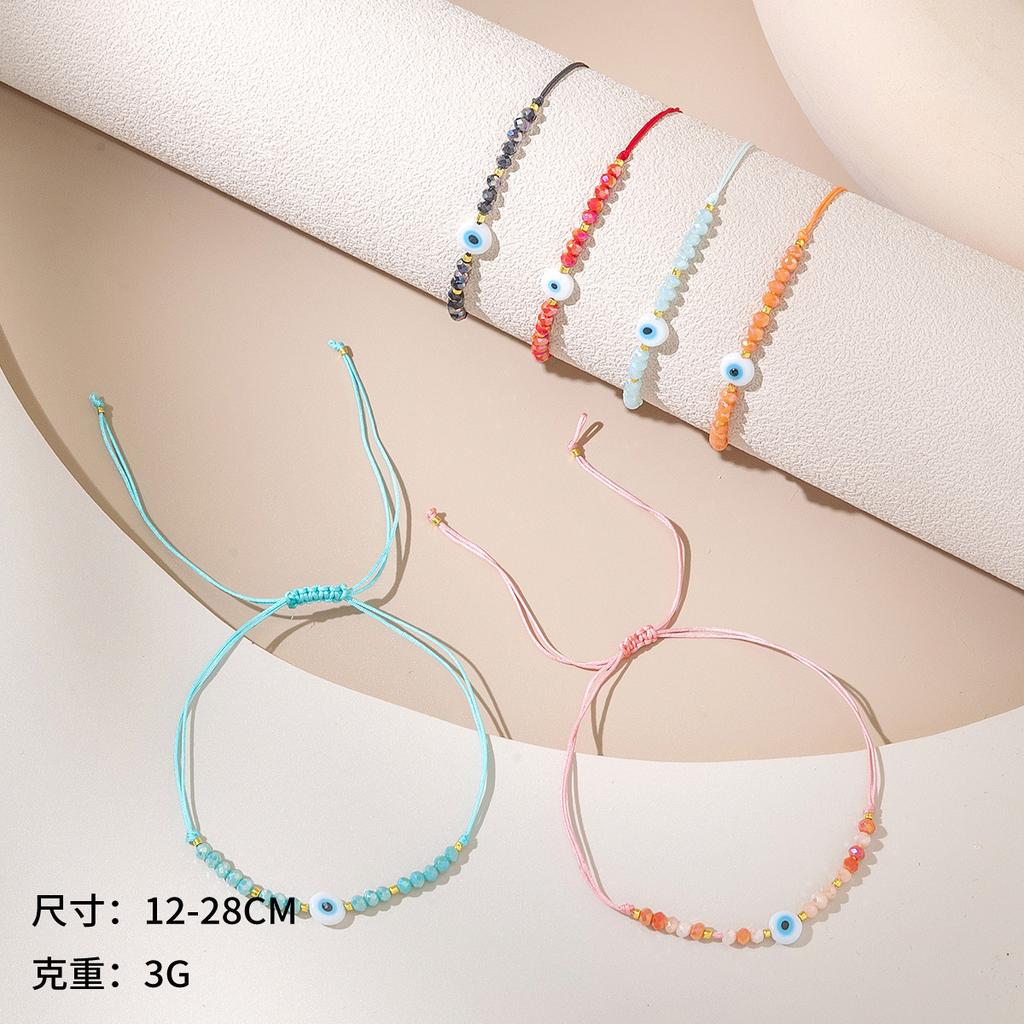 ins Color Devil's Eye Splicing Crystal Braided Adjustable Ladies Premium Sense Hand Rope Spot